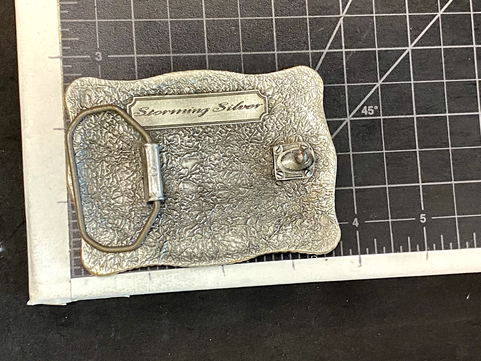 Vintage 1980S **Ornamental Floral Pattern** Pewter Western Belt Buckle