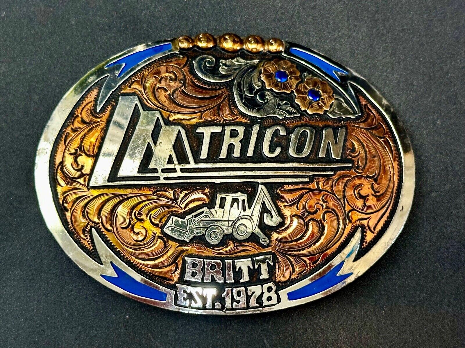 Tricon Bruitt Construction Equipment Trophy Award Belt Buckle by Red Bluff - war