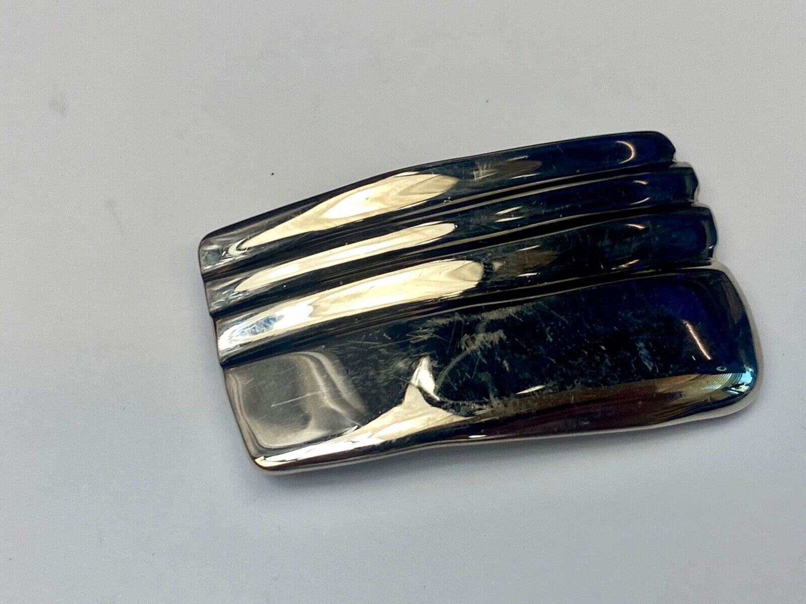 1982 Kathy young signed solid brass chrome color abstract art belt buckle