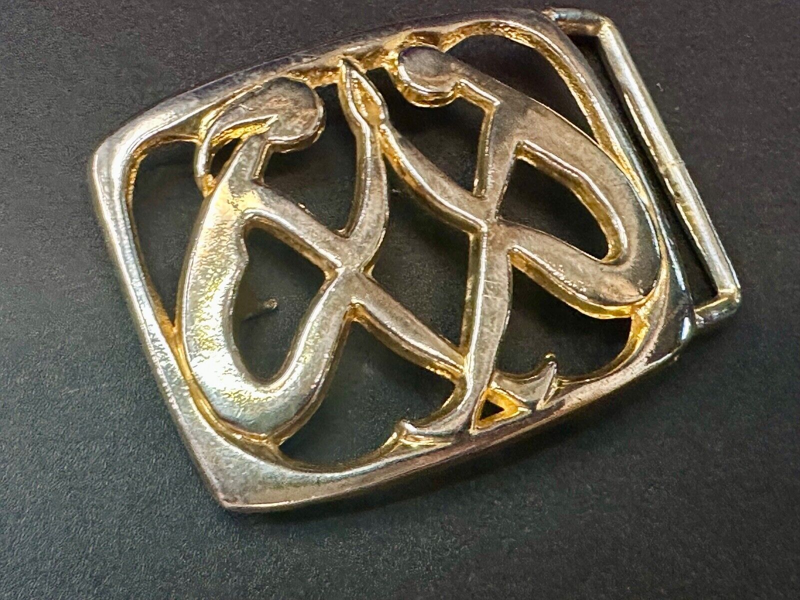 Abstract gold color Two Women touching palms  - Hippy see through belt buckle