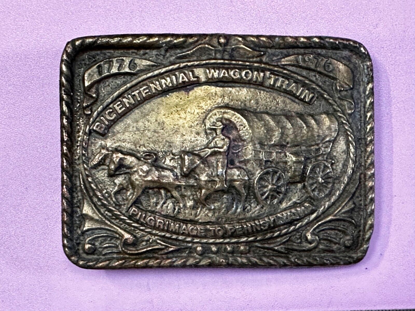 Bicentennial Wagon Train Pilgrimage Pennsylvania American Revolution Belt Buckle