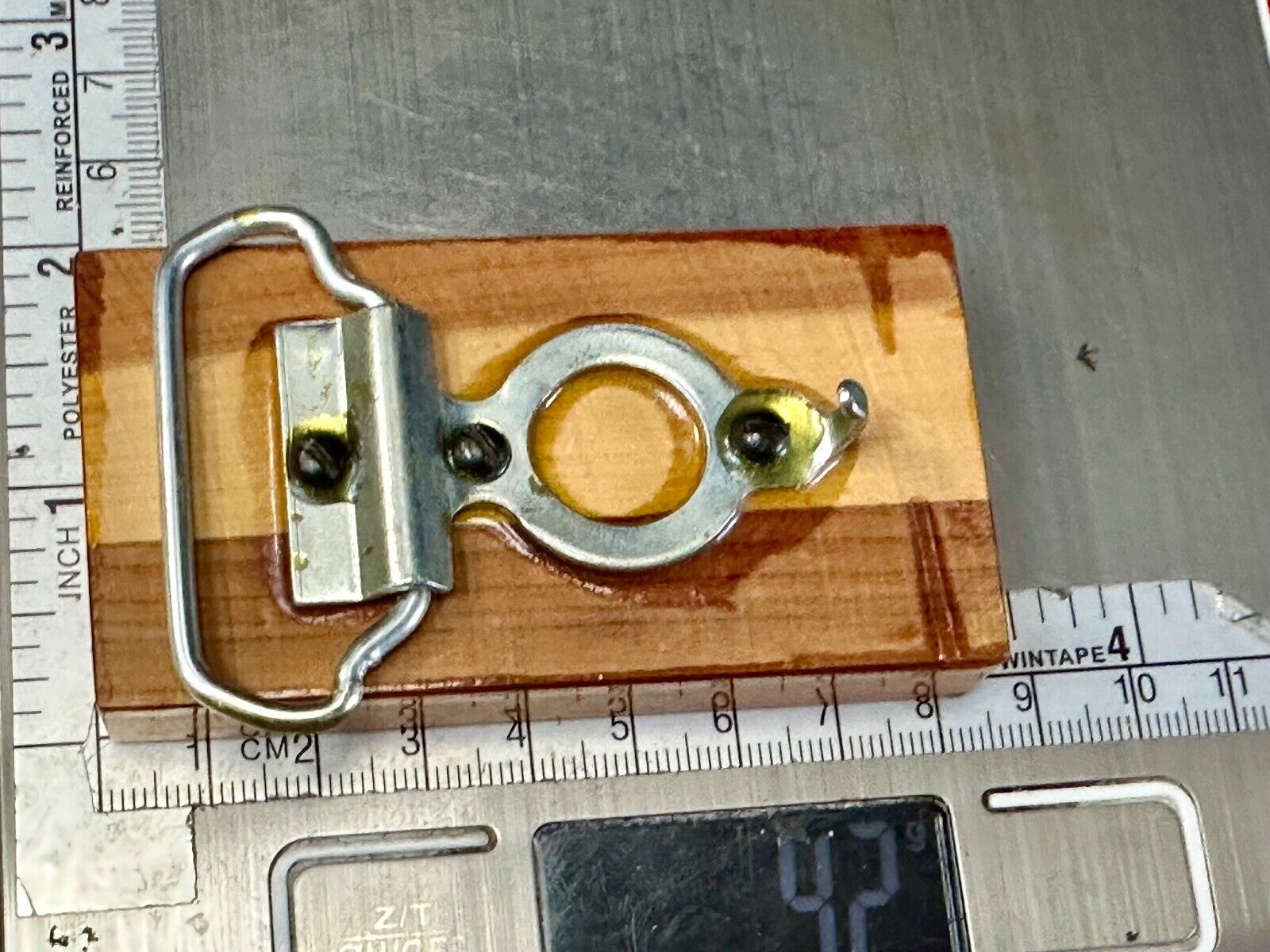 Artisan wood belt buckle with M & P engraved Initials
