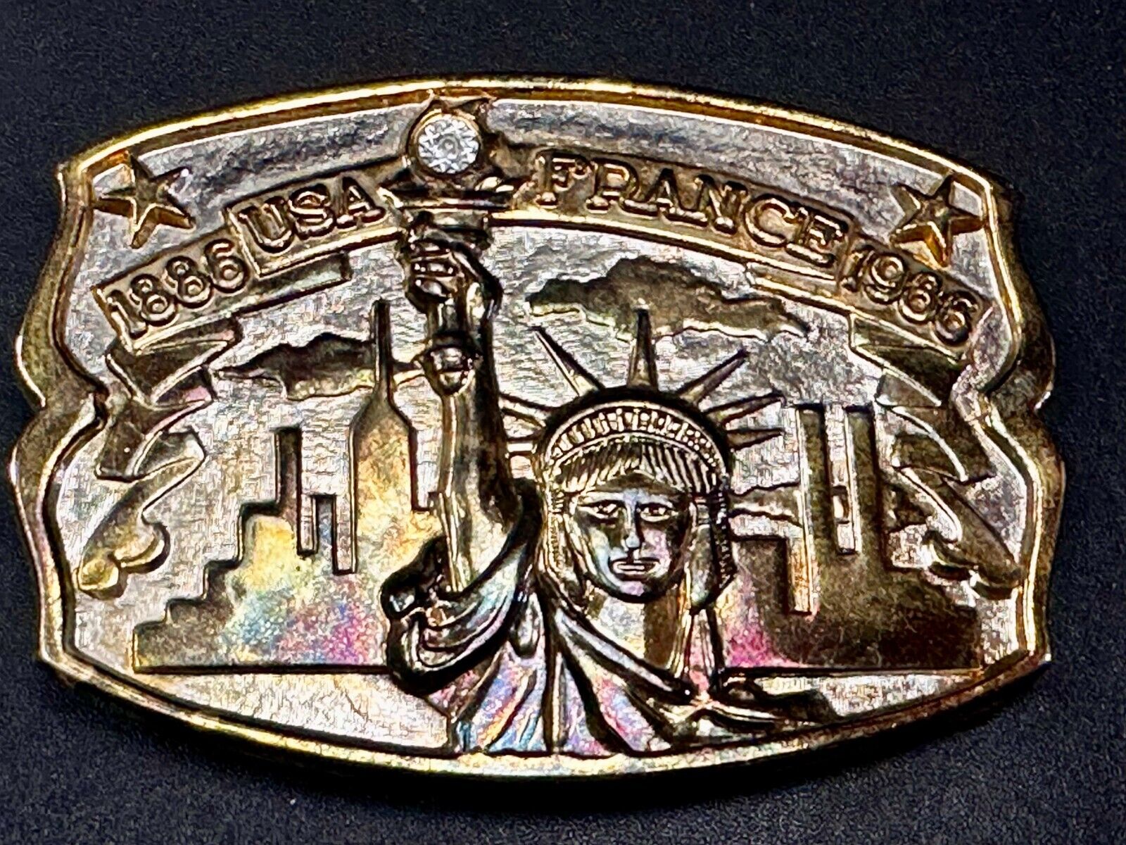 1886-1986 USA FRANCE Statue of Liberty belt buckle - Hammond Mint Commemorative