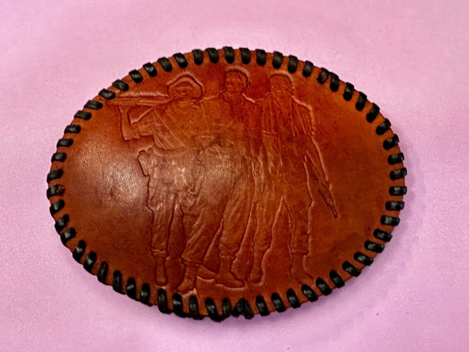 Vietnam War Memorial The Three Soldiers Statue Leather Vintage Belt Buckle
