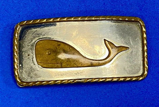 Unique, Mixed Metal German Silver Whale Belt Scarf Buckle Clip Tie