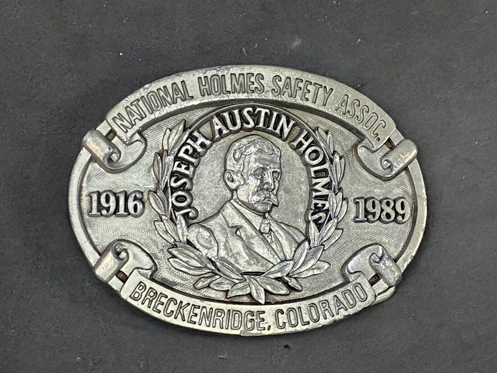 Vintage 1989 National Homes Safety Assoc  Breckenridge Co Belt Buckle By Fox Add