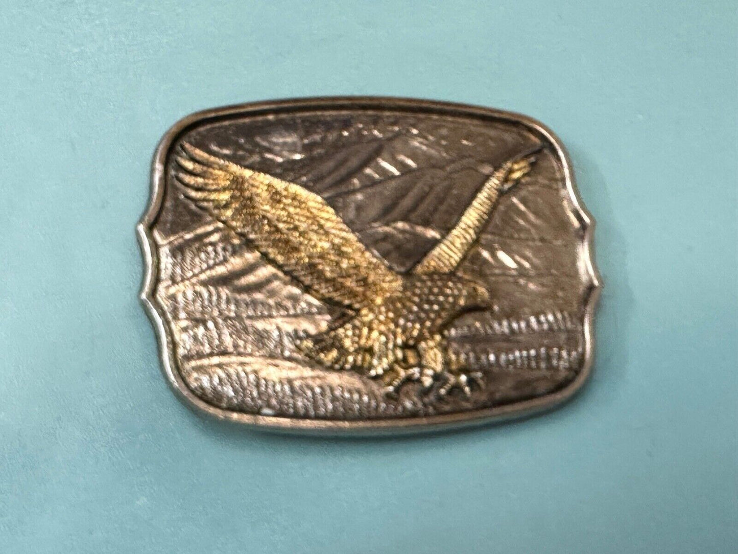 Patriotic American Eagle Hunting Diving Flying over USA Mountainside belt buckle