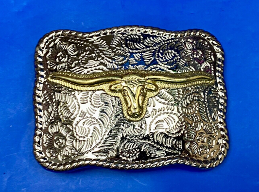 The Texas Longhorn!   Mixed Color / Metal Ornate Western Belt Buckle