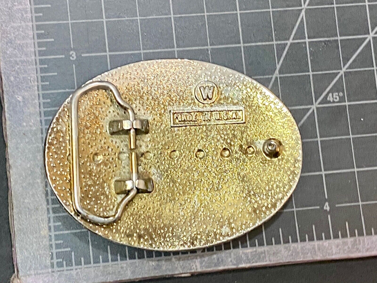 A custom Pimped out retro 70's Car - a caddy? on a western belt buckle signed W!