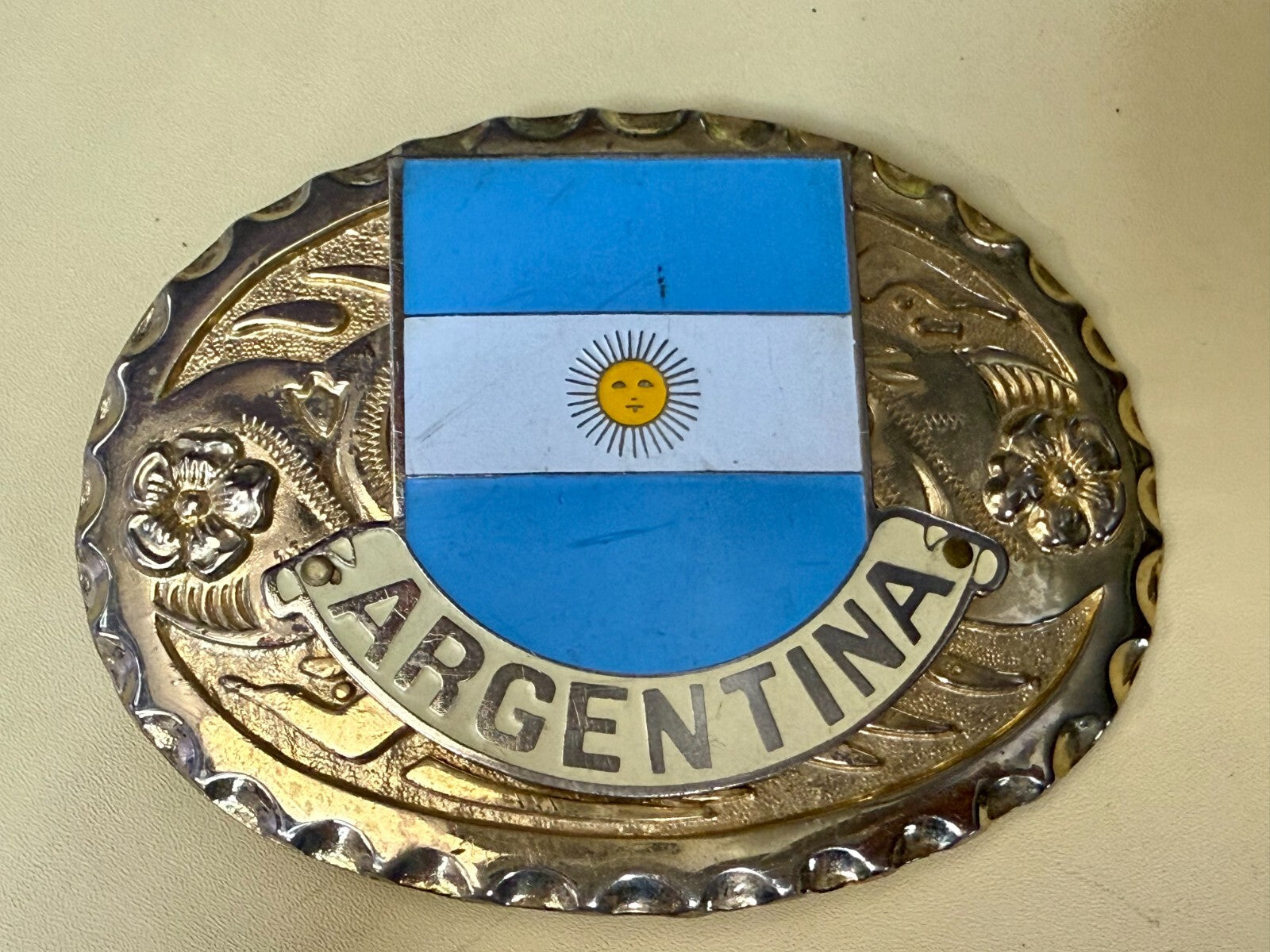 Argentina Argentine Republic Country Flag Patriotic Western Framed Belt Buckle