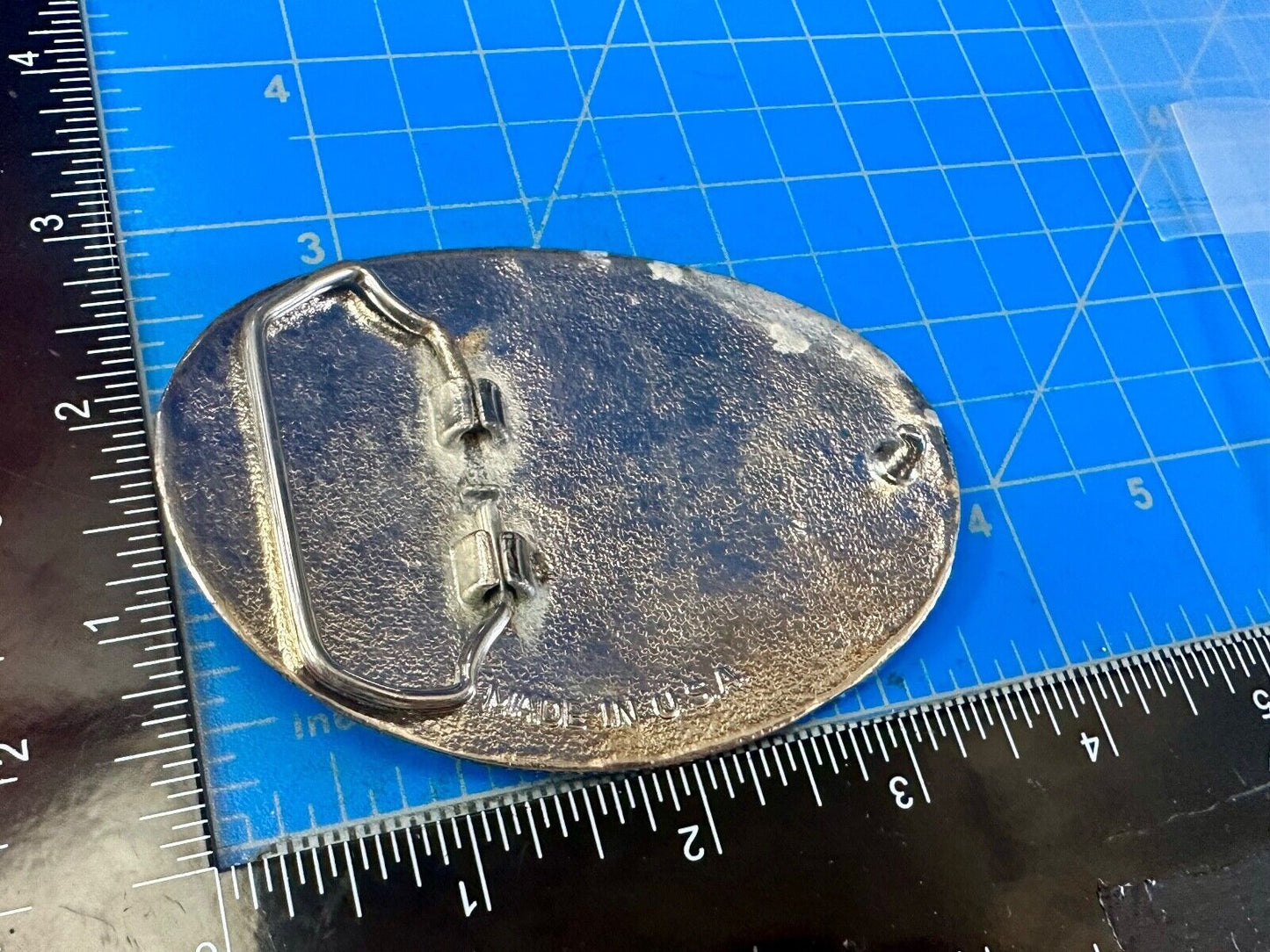 The Great State of Texas Star & Flag  Silver color USA made western belt buckle