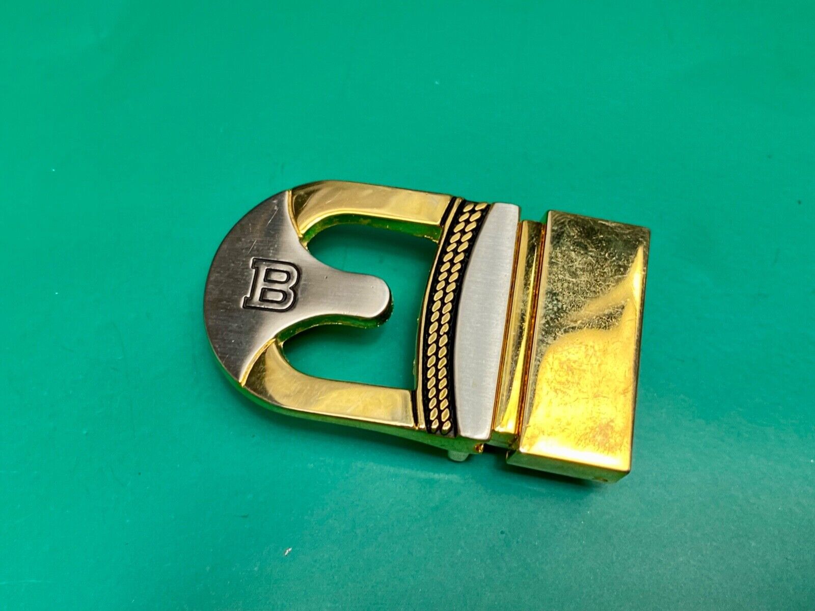 Vintage Letter Initial Monogram B two tone formal small belt buckle
