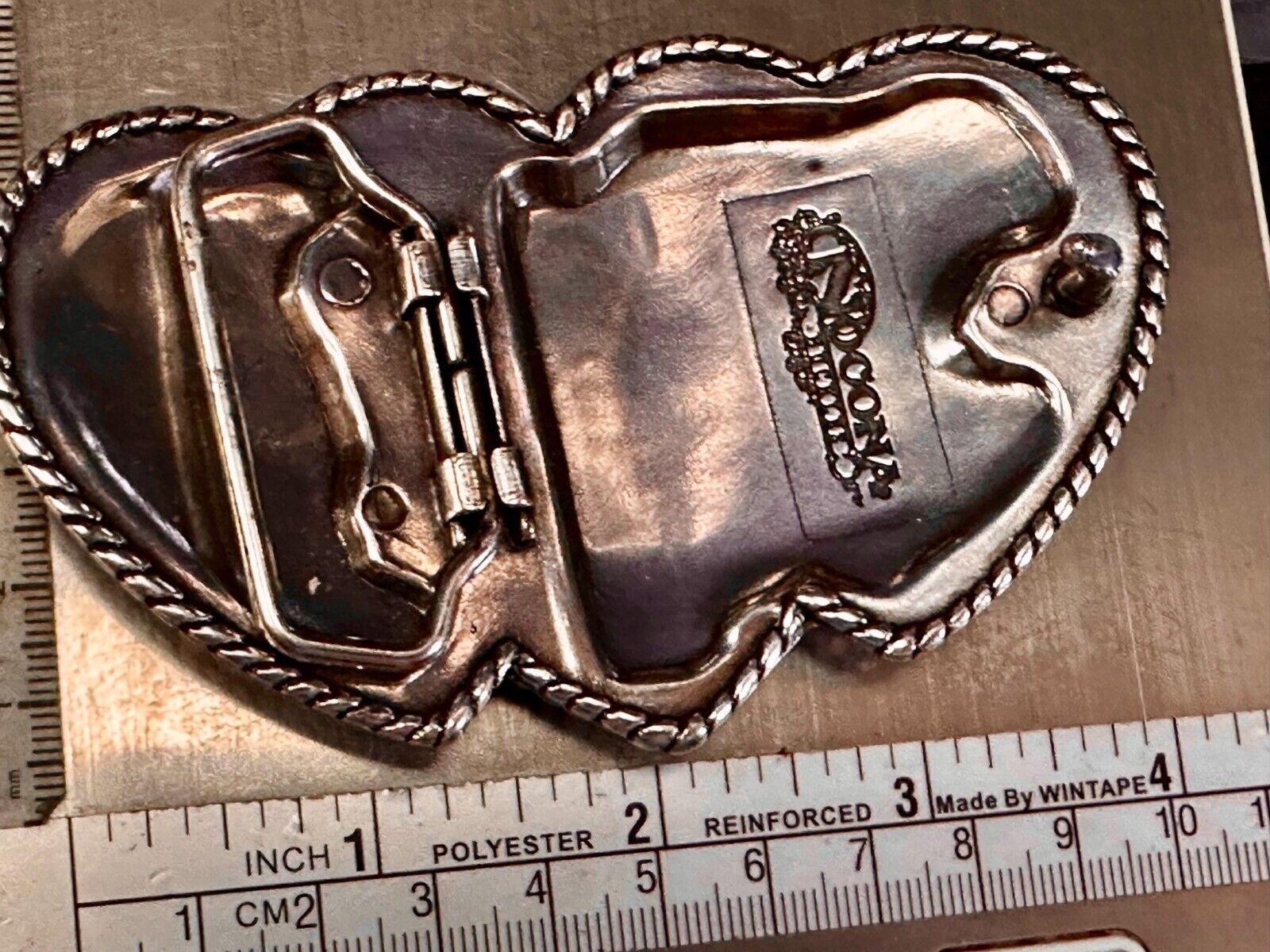 Triple / 3 Hearts - Rhinestone accented Silver tone cutout western Belt Buckle