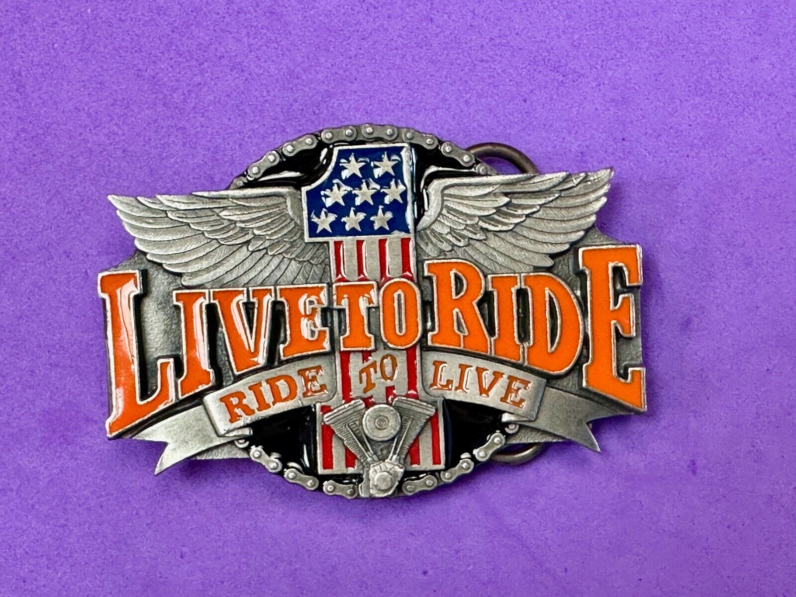 #1 Live to ride - Eagle Flag Bikers Motorcycles X-7 Siskiyou belt buckle