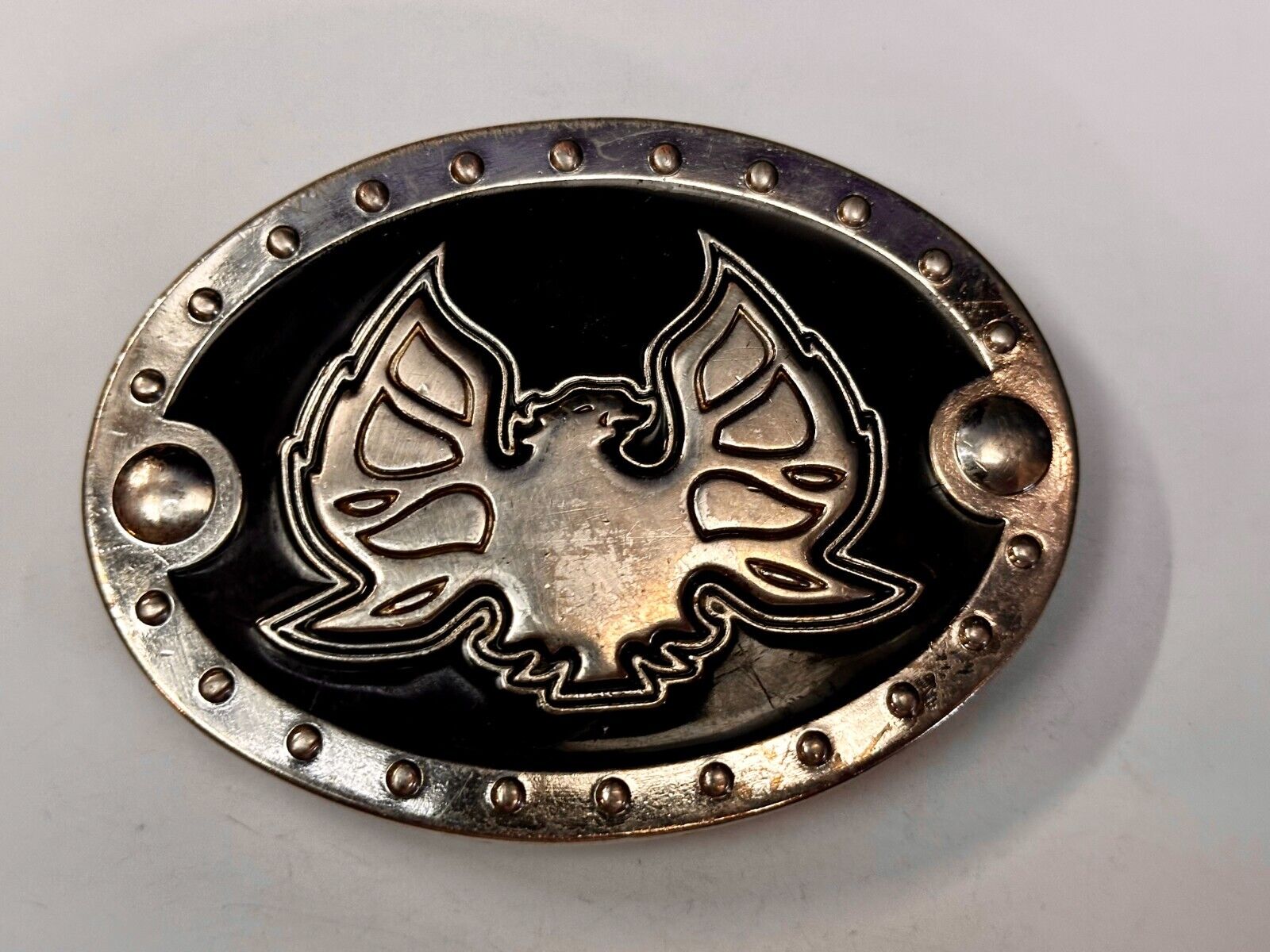American Pride Flying Patriotic Bald Eagle Studded Oval Belt Buckle
