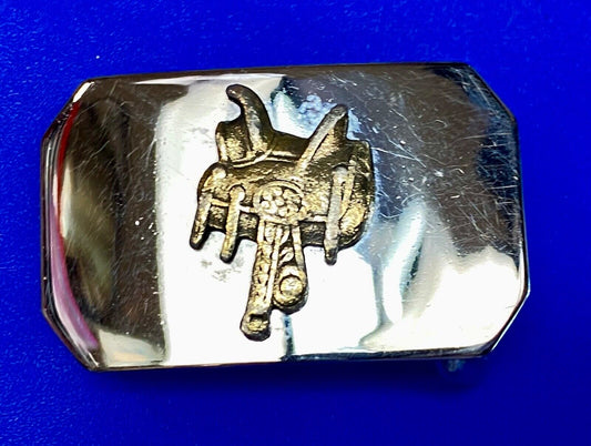 USA made Vintage two tone horse saddle western belt buckle