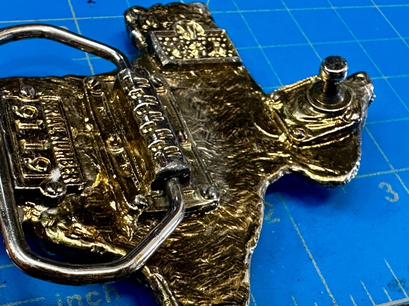 The Great State of Texas Cutout Map shaped Vintage Belt Buckle marked W