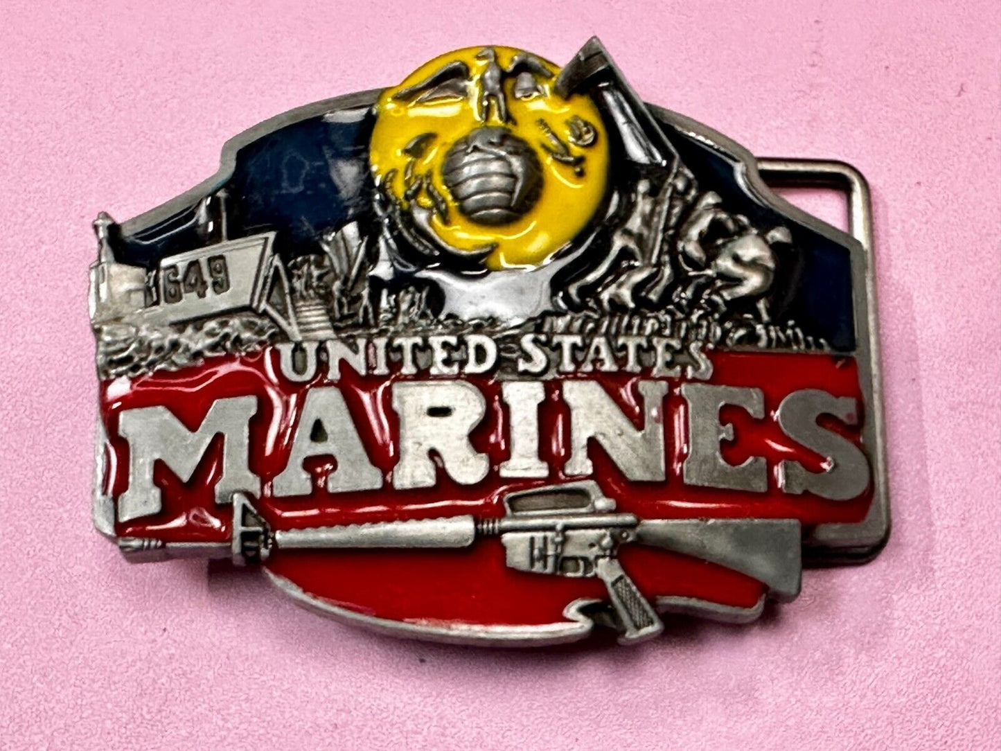 United States Marines Raised Colorful Patriotic Usa American Belt Buckle