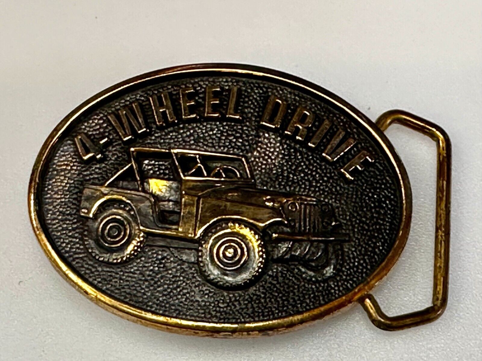 4-Wheel Drive ( Jeep ) 4x4 Off Road Solid Brass Vintage 1978 Belt Buckle by BTS