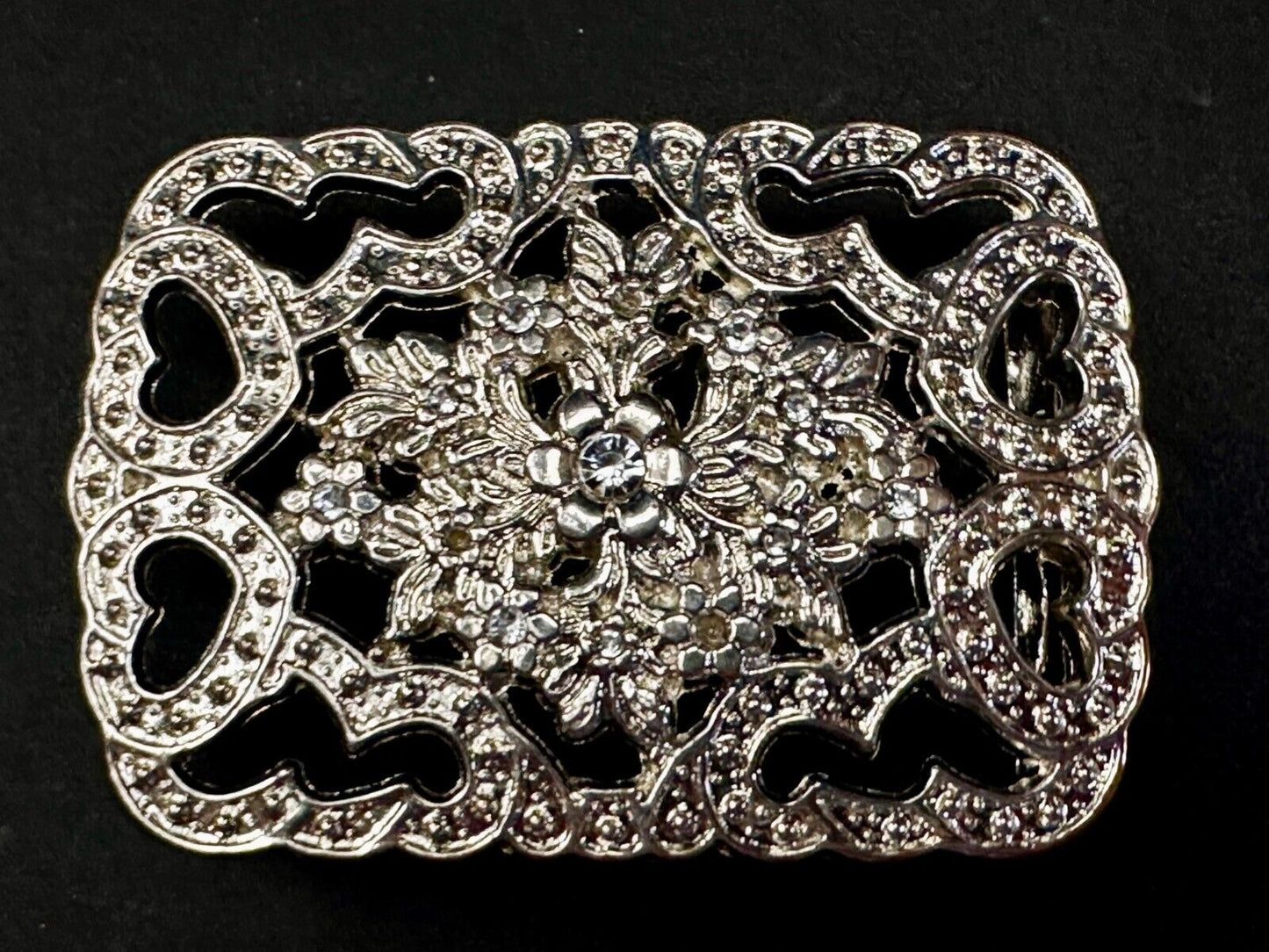Victorian Style Flower Heart See-Through Ladies Belt Buckle Missing Rhinestone's