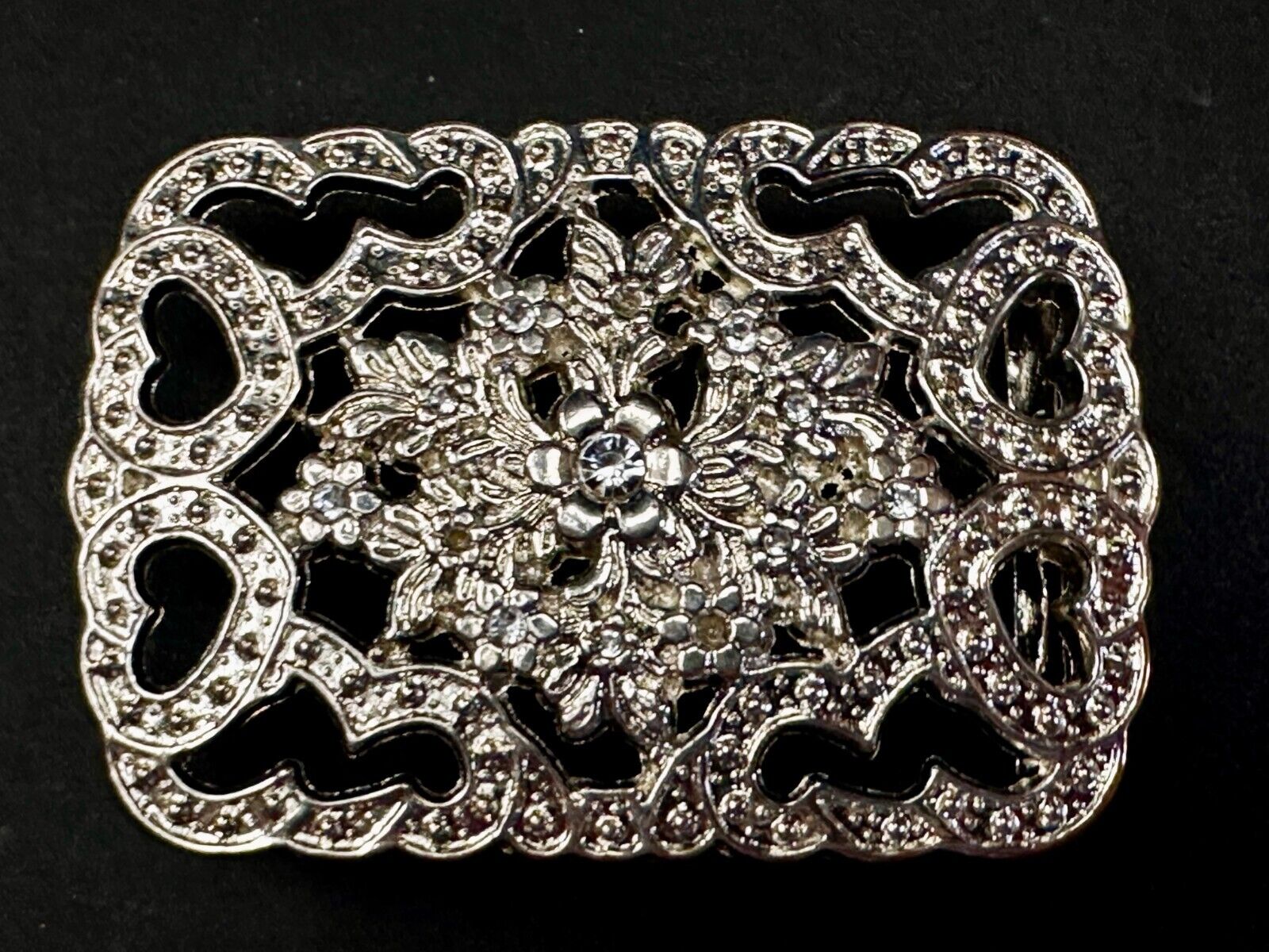 Victorian Style Flower Heart See-Through Ladies Belt Buckle Missing Rhinestone's