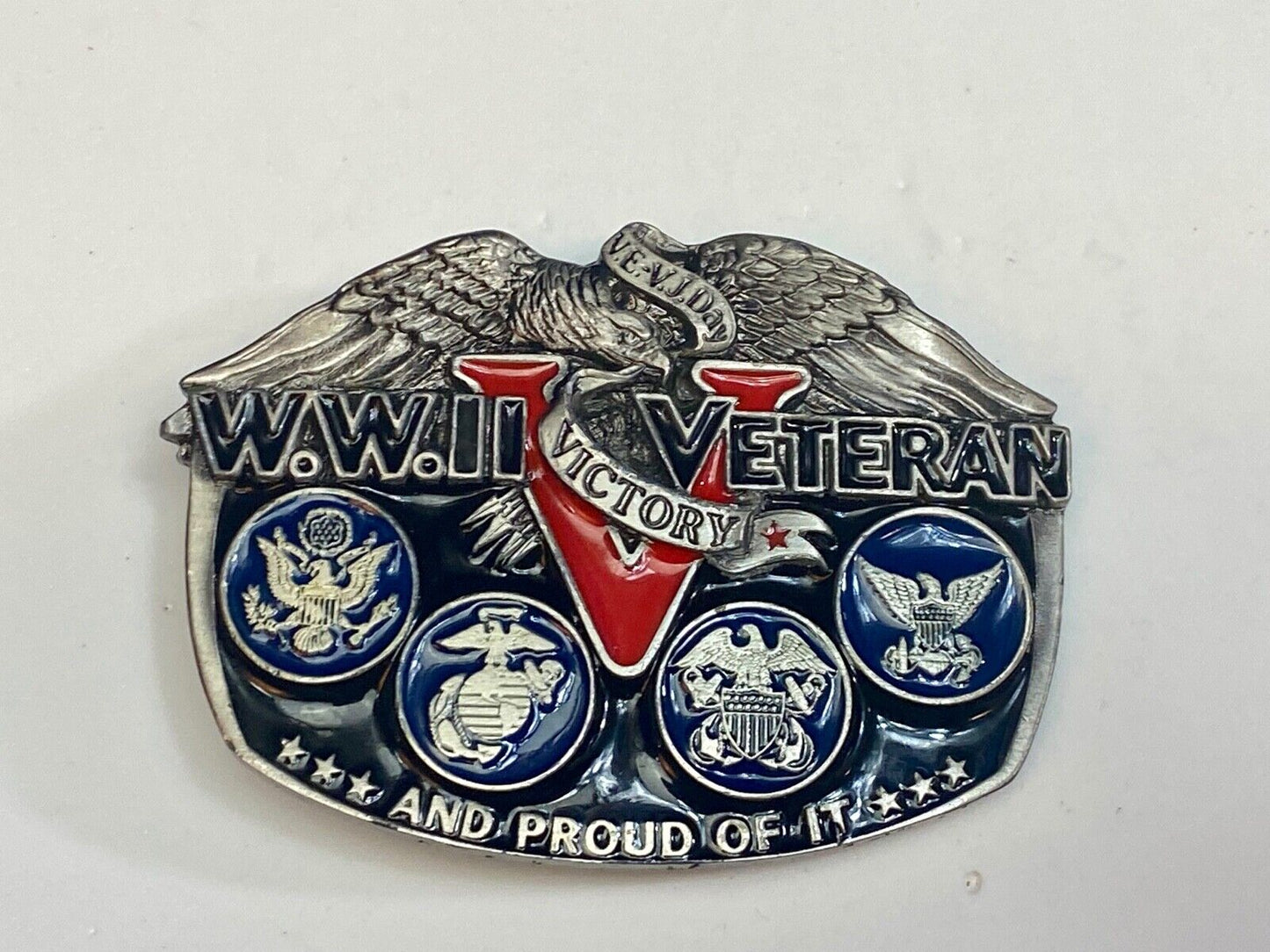 Usa Army World War Ww2 Veteran And Proud Of It! Great American Belt Buckle 