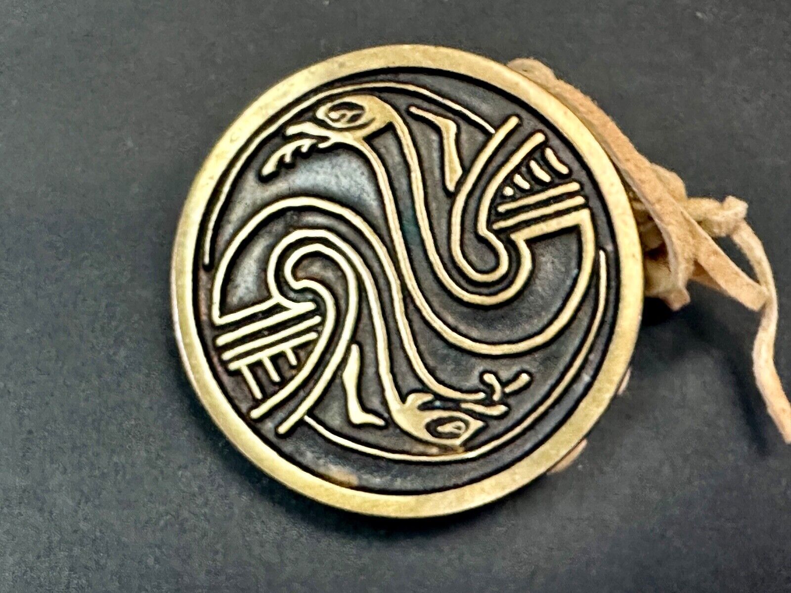 Two Snakes.,   Round Hippy Vibe Vintage Sandcast Rainbow Medals Belt Buckle