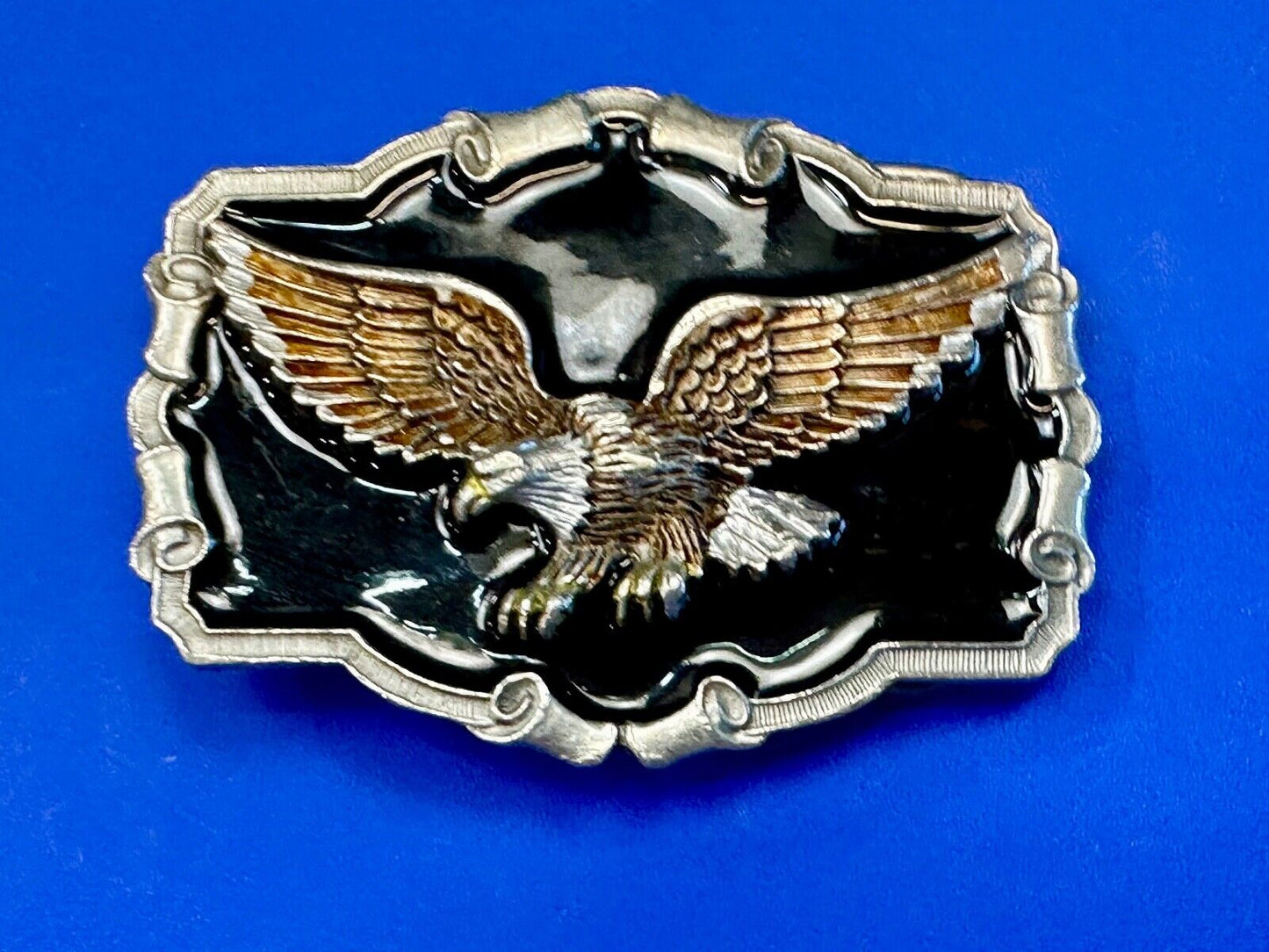 Vintage  Majestic Eagle western framed on black background belt buckle