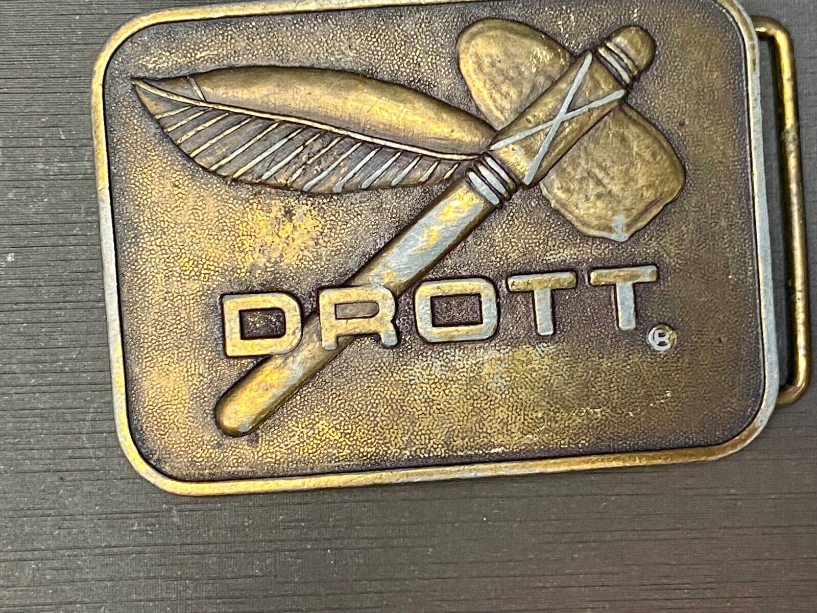 Vintage Drott Manufacturing Company Crane Construction Company belt buckle 