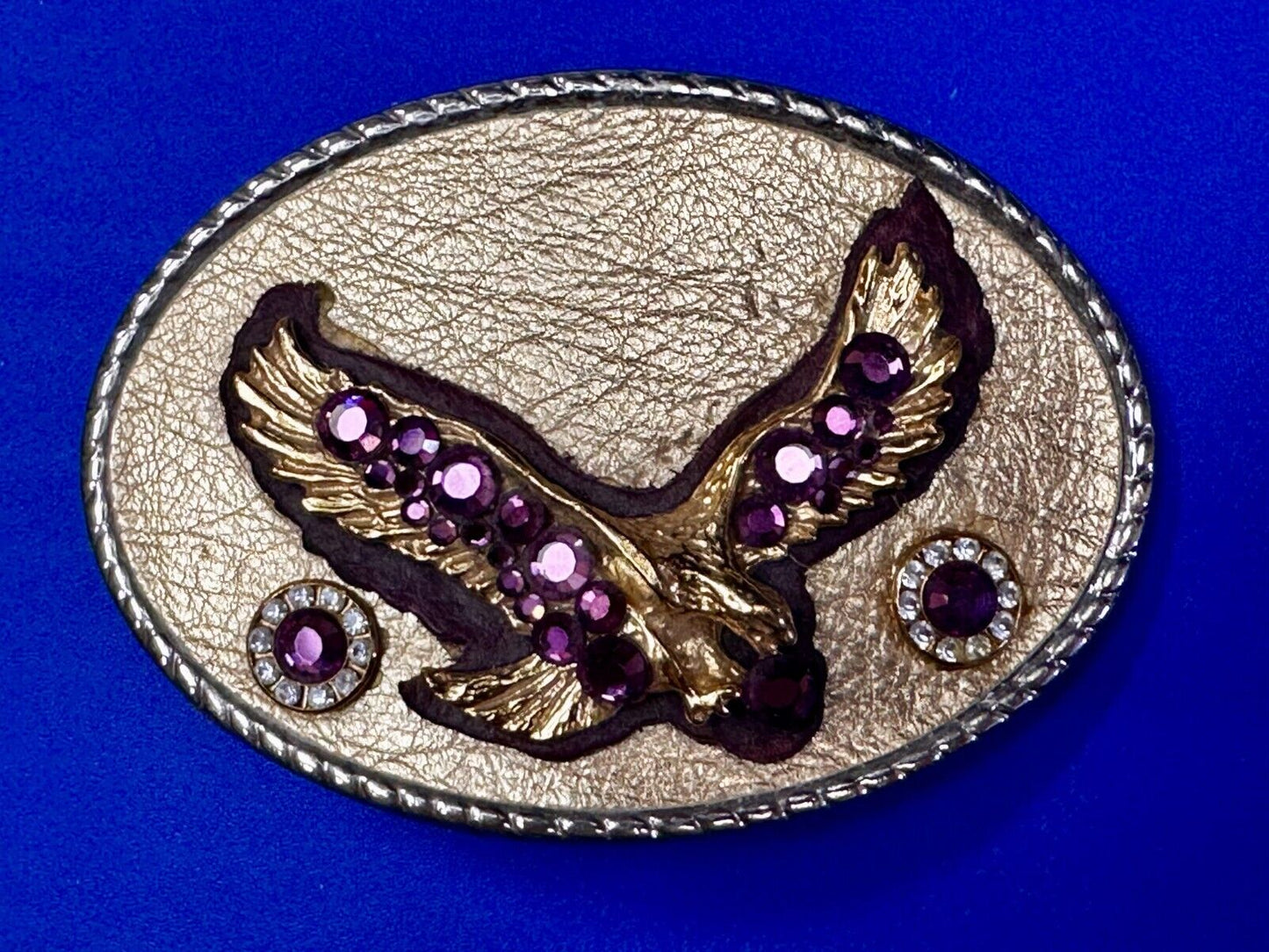 American Eagle Purple Crystal Studded Patriotic Belt Buckle by Michelle Monroe