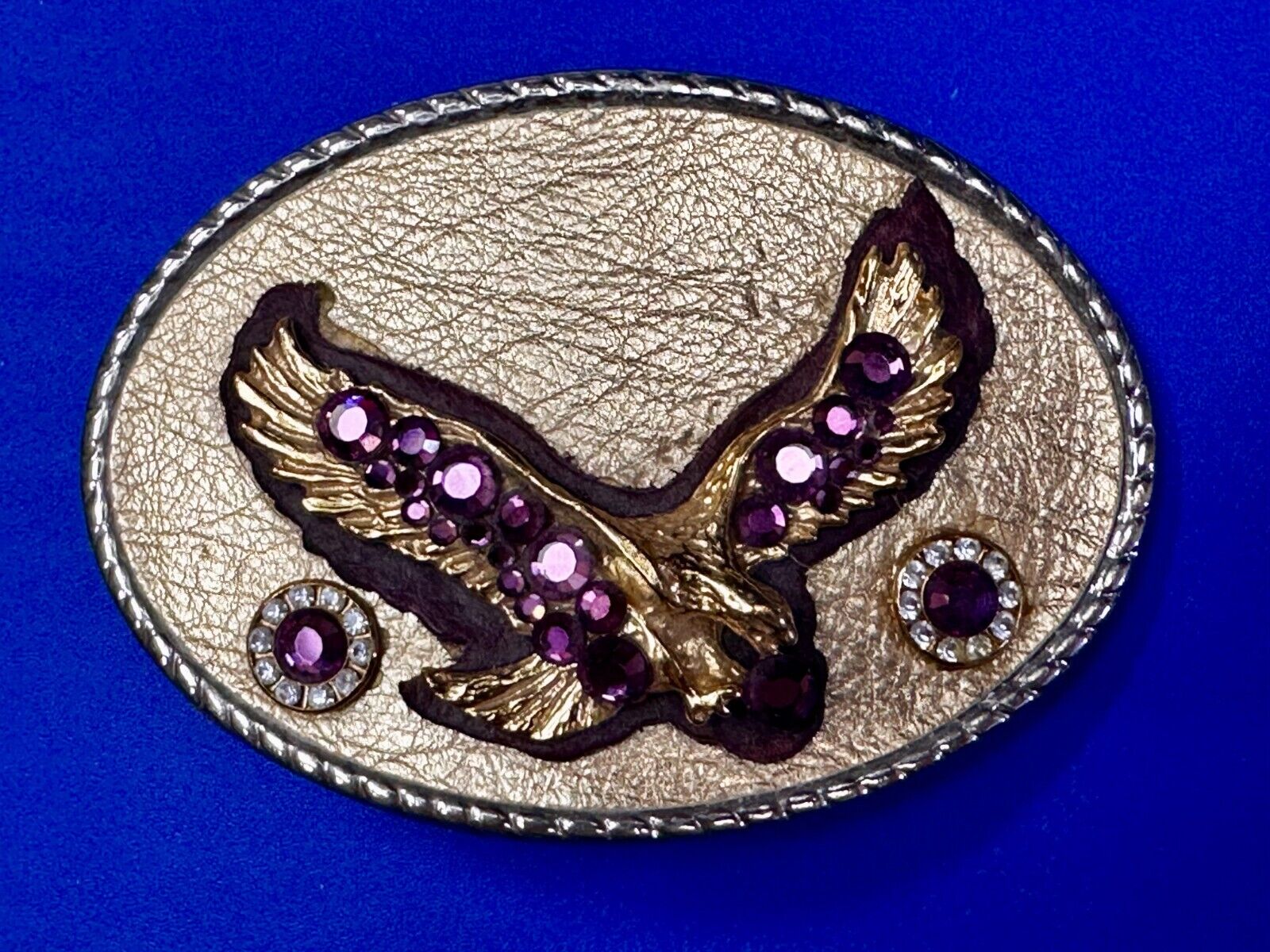 American Eagle Purple Crystal Studded Patriotic Belt Buckle by Michelle Monroe