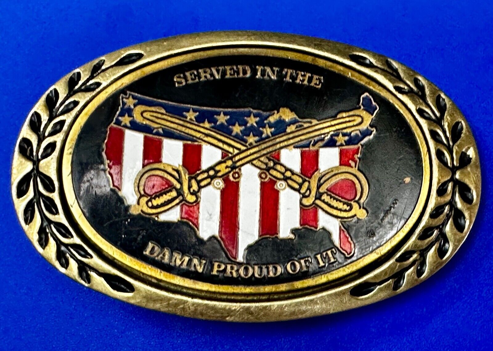 Veterans,  We served in the USA and dam proud of it - Heritage Brass Belt Buckle