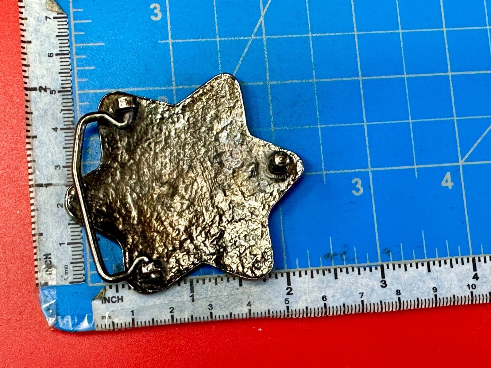 Abstract STAR Cutout 2.5" wide silver tone sheriff badge shaped belt buckle