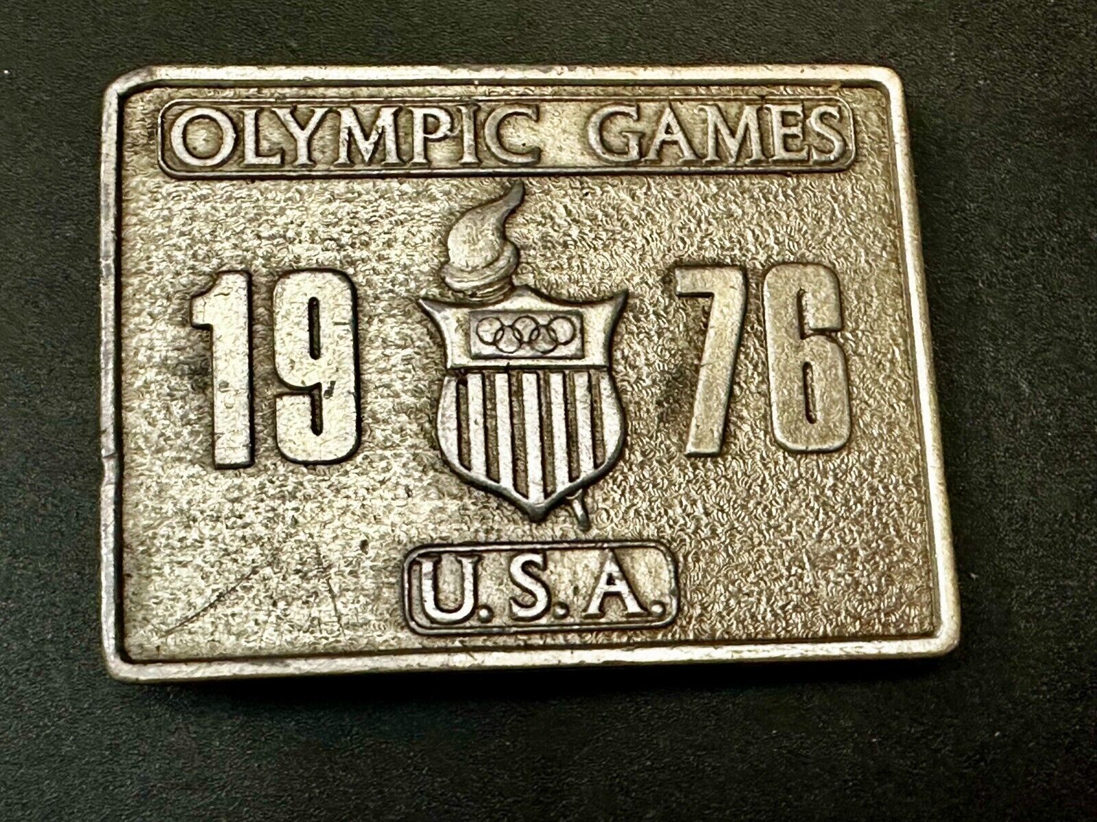 1976 Olympic Games USA Vintage Rectangle Bergamot Brass Works Belt Buckle