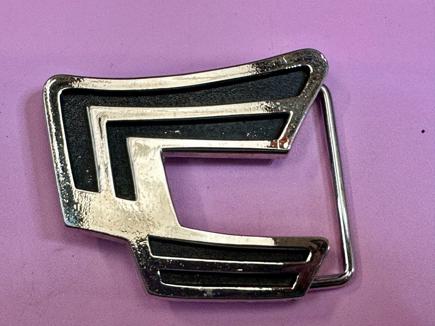 Abstract Pattern Openwork Metal Silver Tone Belt Buckle