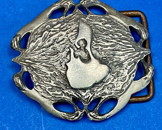 Abstract Duck, Birds Cowboys?   Unique Pewter Belt Buckle By Ojb 1999