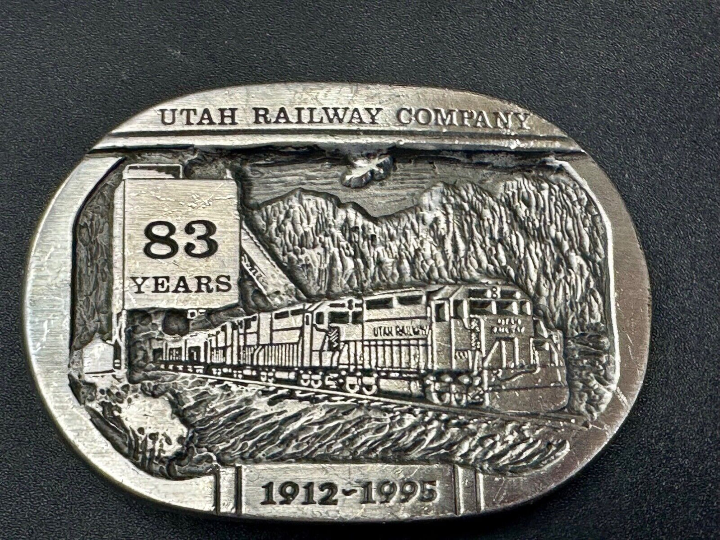 Utah Railway Co Vtg Train Railroad 83 Years - Gary Prazen Sculpture Belt Buckle