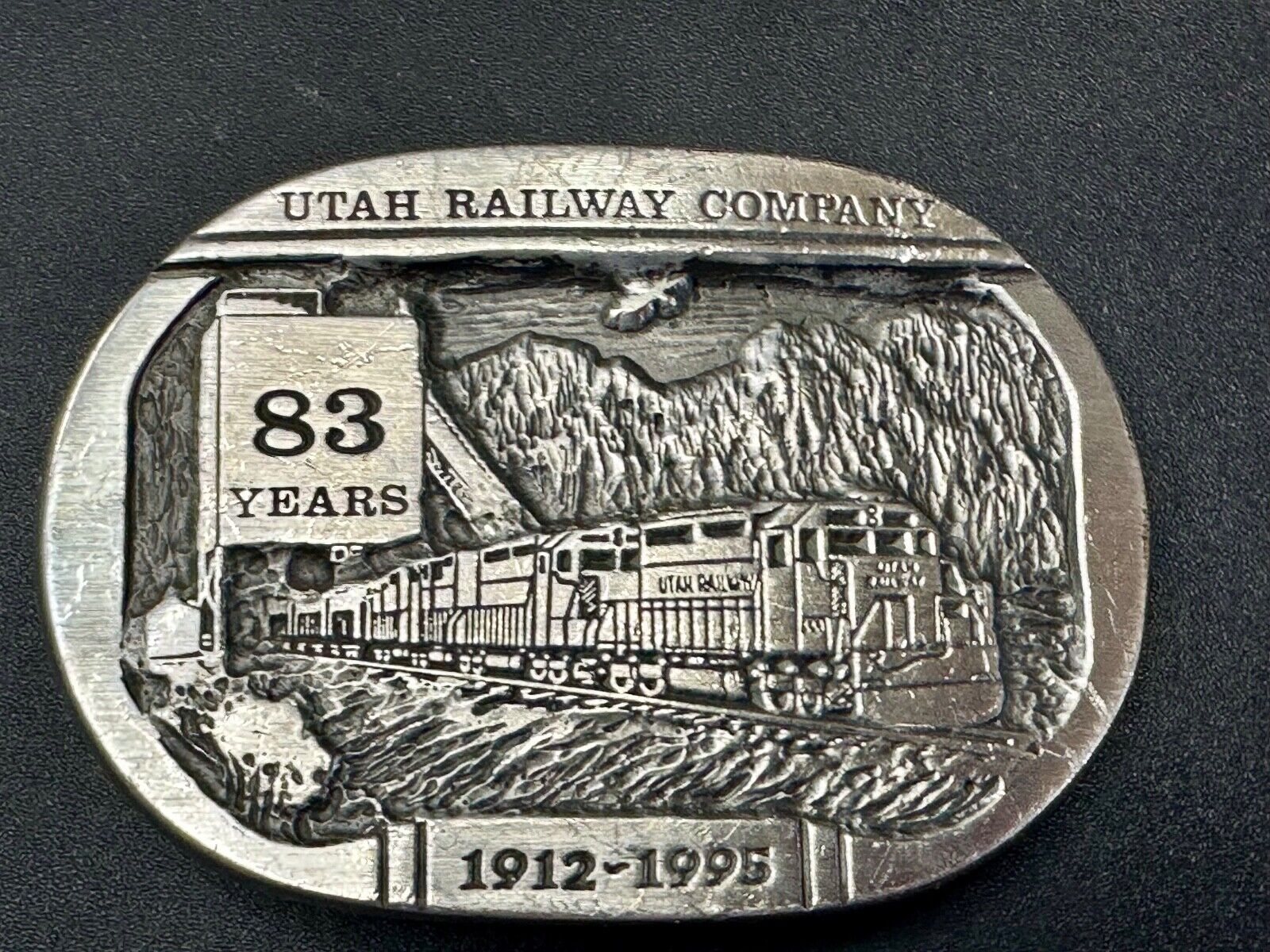 Utah Railway Co Vtg Train Railroad 83 Years - Gary Prazen Sculpture Belt Buckle