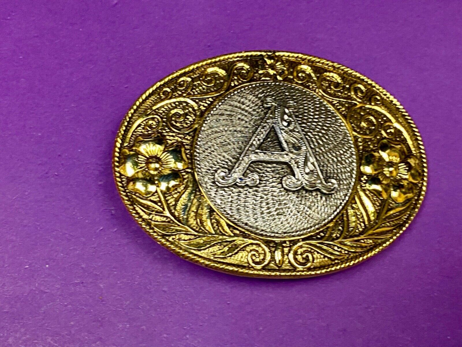 Vintage Letter Initial Monogram A Western Belt Buckle   - E Makers Mark