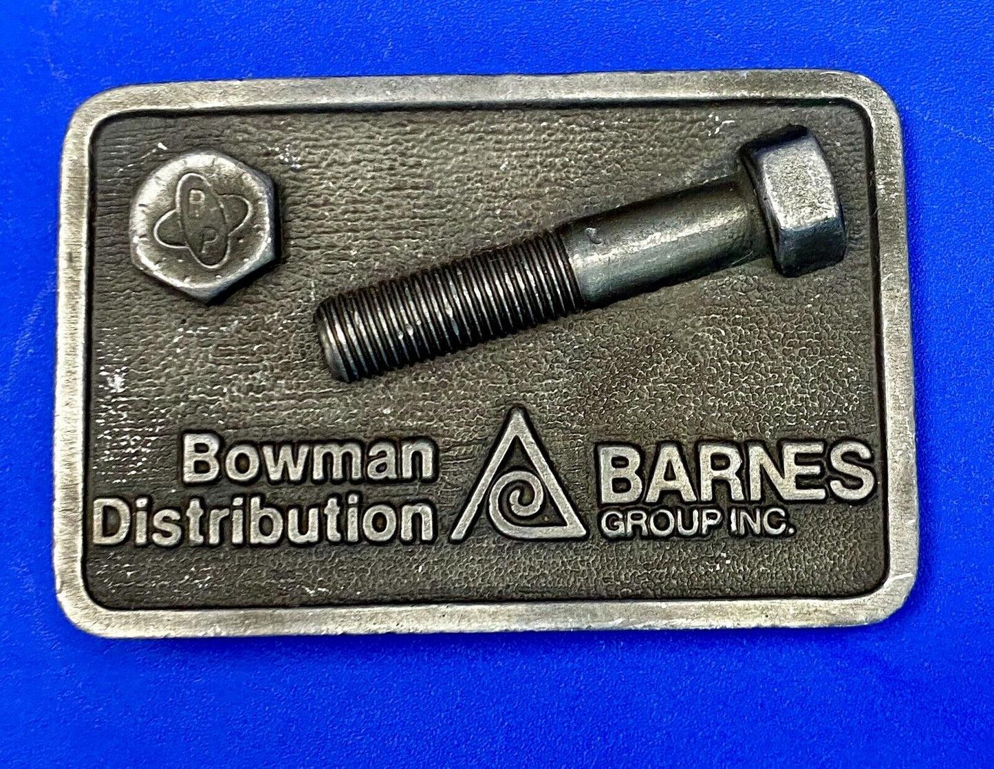 VINTAGE 1970s **BOWMAN DISTRIBUTION BARNES GROUP INC.** BELT BUCKLE 