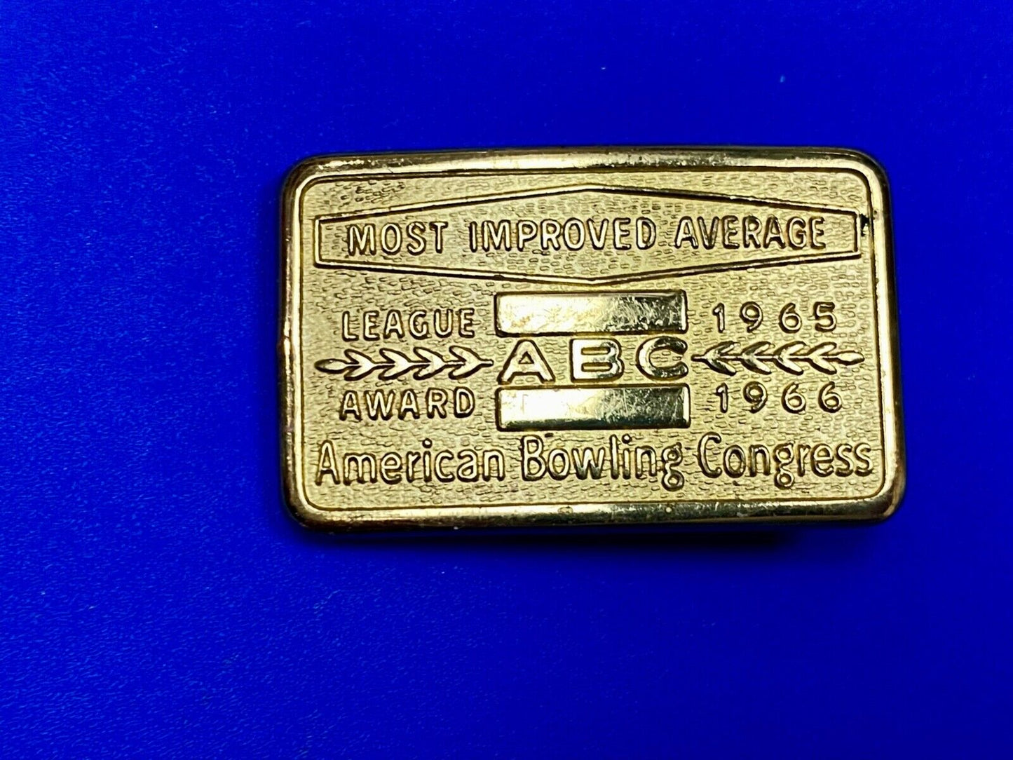 1965 - 66 ABC Bowling Bowler's BLANK Most improved average award belt buckle