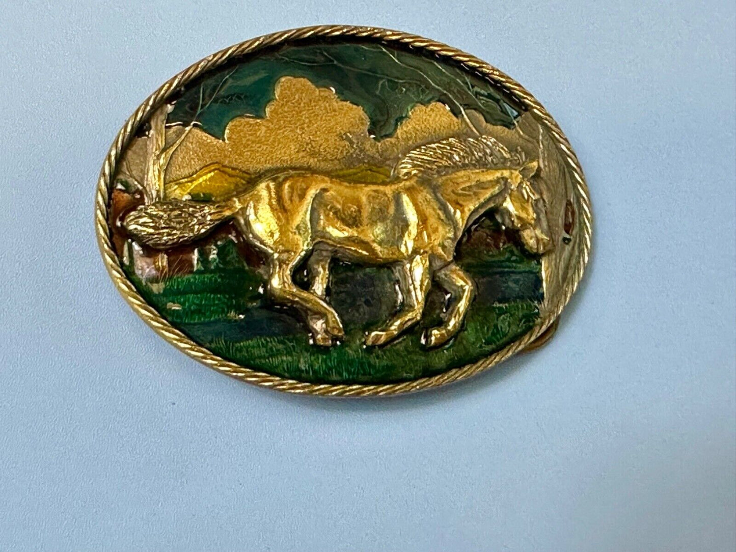 Vintage 1980 running mustang horse  - The Great American belt buckle Co