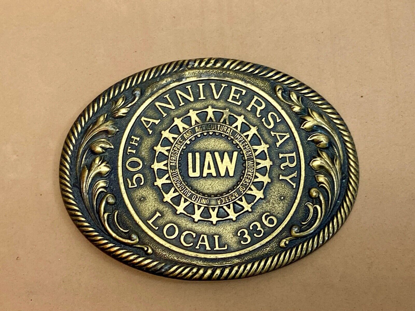 Uaw Local 336 50Th Anniversary United Auto Workers Union Ibelt Buckle 