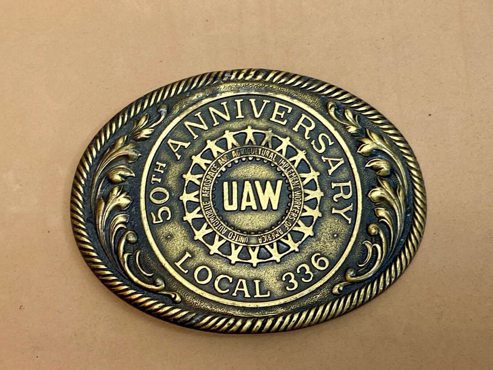Uaw Local 336 50Th Anniversary United Auto Workers Union Ibelt Buckle 