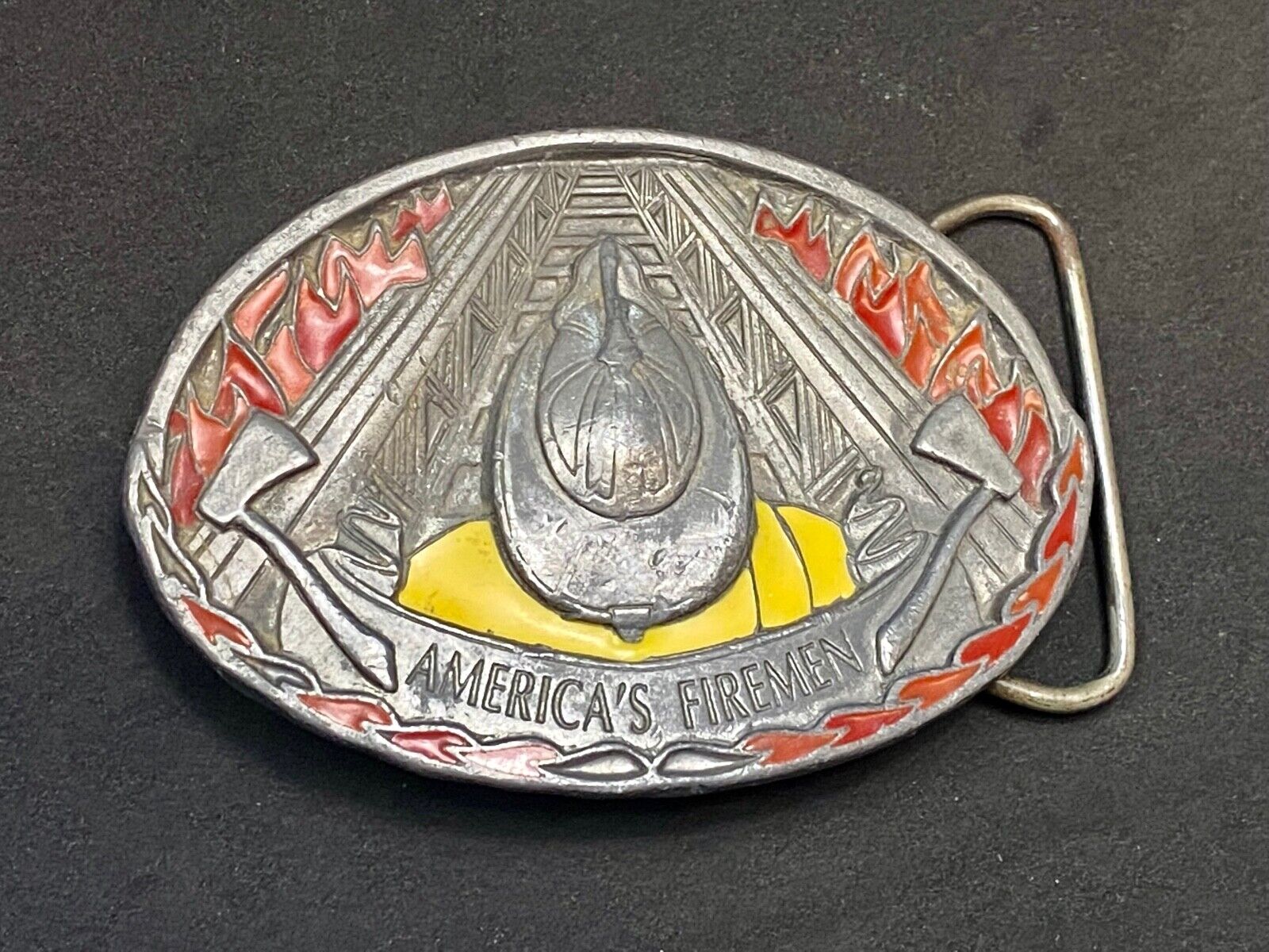 Americas Fireman Fire Department C+J Vintage Commemorative Belt Buckle