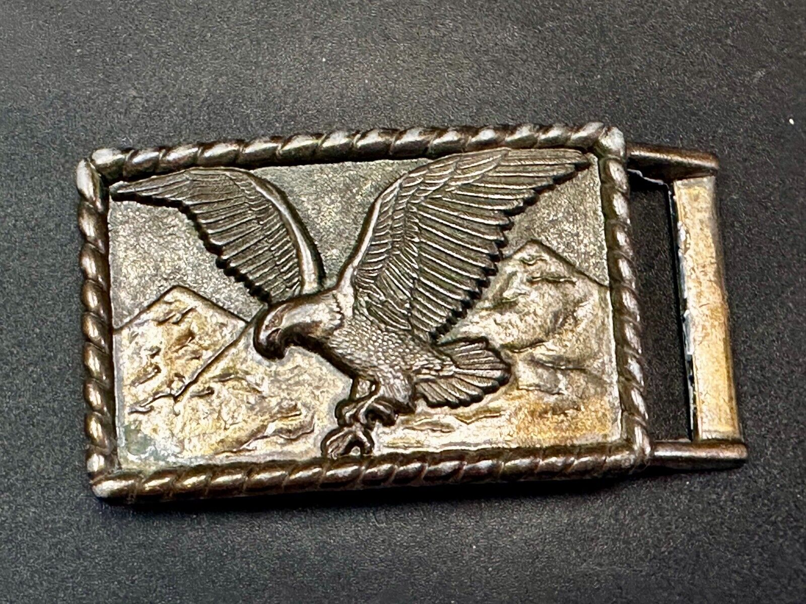 American Bald Eagle flying over majestic USA mountains Vintage Belt Buckle