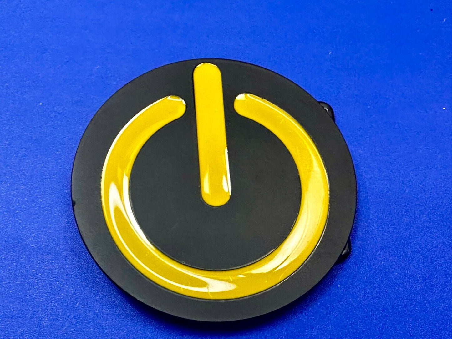 Power On Off Button Shutdown Electronics Computer Yellow Black Color Belt Buckle