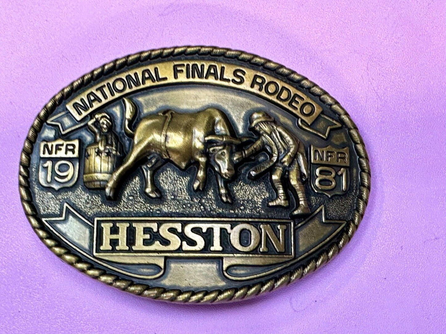 1981 Hesston National Finals Rodeo NFR Collectors Rodeo Cowboy NOS  Belt Buckle