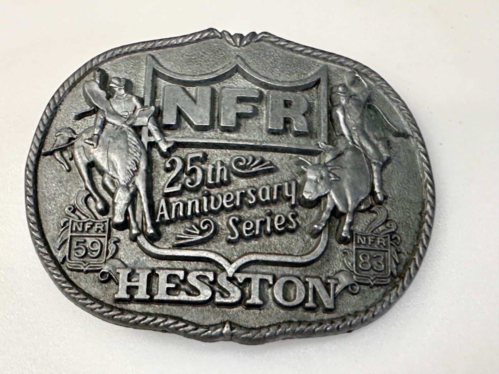 25 Year Anniversary Hesston NFR National Finals Rodeo Cowboys Belt Buckle