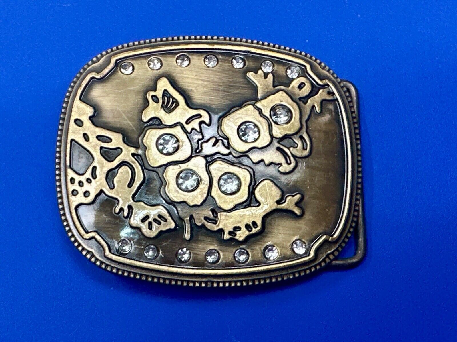 Abstract World MAP globe theme rhinestone accented belt buckle